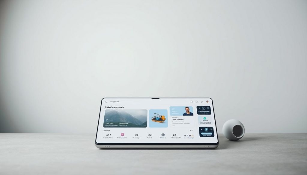 A sleek, user-friendly navigation interface set against a clean, minimalist backdrop. The foreground features a cohesive, visually appealing dashboard with intuitive icons, smooth transitions, and a harmonious color palette. The middle ground showcases a responsive, mobile-friendly layout with intuitive gesture controls and seamless cross-device synchronization. The background is a subtly-textured, neutral surface that provides a calming, distraction-free environment, allowing the interface to take center stage. Soft, diffused lighting gently illuminates the scene, creating a sense of depth and emphasizing the elegant, streamlined design. The overall atmosphere conveys a sense of effortless functionality and a delightful user experience.